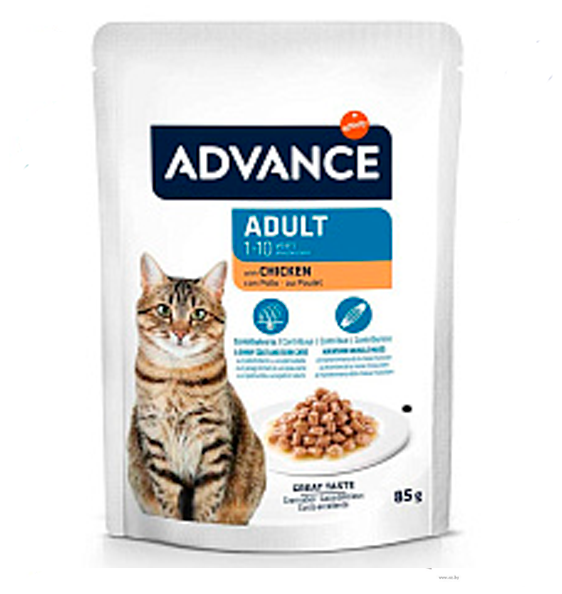 Advance 85г для кошек от 1 до 10 лет кусочки курицы в соусе